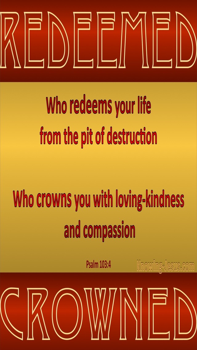 Psalm 103:4 Redeemed And Crowned (red)